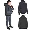 Sweat à capuche porte-bébé 2-en-1 gris foncé pour hommes avec polaire et poche kangourou - M / Gris