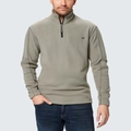 Herren Fleece-Sweatshirt mit halbem Reißverschluss und Stehkragen in Olivgrün-Optik - S / Olivgrün (Mit Etikett)