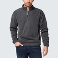 Herren-Fleece-Sweatshirt mit Viertelreißverschluss in Dunkelgrau und Stehkragen-Stil - S / Dunkelgrau (Mit Etikett)