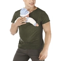 T-shirt da uomo per babywearing verde oliva con tasca a marsupio per neonati - M / Verde Militare