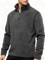 Sweat-shirt pour homme en polaire gris foncé avec col zippé et logo métallique chic - S / Gris Foncé (Avec Étiquette)