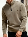 Pull en polaire col montant avec quart de zip pour homme, style décontracté vert olive - S / Vert Olive (Avec Étiquette)