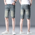 Men's retro light blue stretch denim shorts with regular fit and functional pockets - EU 28 / Light Blue (DQ-002#)
