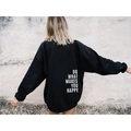 Oversize black fleece hoodie with white lettering print on back for casual street style - Black (White Logo)