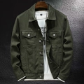 Men's vintage military green cotton workwear jacket with chest flap pockets in size M - M / Army Green
