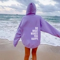 Purple oversized hoodie for women featuring DO WHAT MAKES YOU HAPPY print on the back - Light Purple (White Logo)