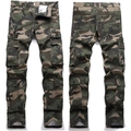 Front and back view of men's slim fit camo cargo pants with multiple utility pockets - EU 30 / Jungle Camouflage (5708#)