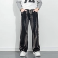 Pantalones vaqueros tie-dye de corte holgado estilo high street americano en negro y gris - EU 28 / Lavado al ácido Negro Gris (LS1111#)