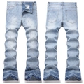 Vista anteriore e posteriore dei jeans a zampa blu con strass e finitura lavata - EU 28 / Blu Chiaro (5722#)