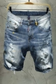 Pantalones cortos vaqueros azul claro con rotos y salpicaduras de pintura colorida - EU 38 / Estilo Roto con Salpicaduras de Pintura Azul Claro (TC049#)