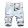 Pantaloncini di jeans azzurri strappati con fodera a stelle e strisce e dettagli streetwear - EU 29 / Azzurro