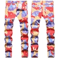 Vaqueros slim para hombre con estampado de camuflaje abstracto y diseño de cinco bolsillos - EU 28 / Como se muestra