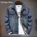 Dettaglio della giacca di jeans blu vintage con fodera in pile grigio e bottoni in metallo - 3XL / Blu Vintage