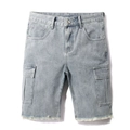 Pantalones cortos cargo de mezclilla azul claro para hombre con bolsillos laterales - EU 28 / Azul claro