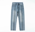 Vaqueros anchos rectos para hombre en lavado vintage azul claro con estilo clásico 5 bolsillos - EU 34 / Azul claro