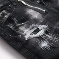 Washed black distressed slim jeans with heavy metal zipper and white paint splatters - Original Edition (DSQ) / Black