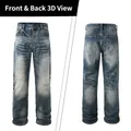 Vorder- und Rückansicht der mittelblauen Herrenjeans mit geradem Bein und Vintage-Waschung - EU 30 / Hellblau