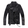 Chaqueta motera de mezclilla negra para hombre estilo punk con rotos y cremalleras - 2XL / Negro