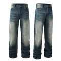 Klassische locker gerade geschnittene Jeans für Herren mit dunkelblauer Vintage-Waschung - EU 30 / Hellblau