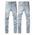 Jeans slim da uomo celeste con dettagli strappati ed effetto lavaggio sbiadito - EU 28 / Azzurro