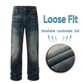 Donkerblauwe herenjeans met rechte pijpen, losse pasvorm en klassiek vijf-pocket design - EU 30 / Retro Indigo Wassing (304)
