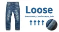 Men's loose straight leg jeans in mid-blue wash with breathable denim fabric - EU 30 / Light Medium Blue Wash (305)