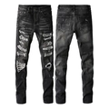 Schwarze Herren Slim Fit Jeans mit Rissen und Used-Effekt im Streetstyle-Look - EU 28 / Grau