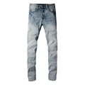 Herren Slim Fit Stretch-Jeans in Hellblau mit Distressed-Finish und Wascheffekt - EU 28 / Hellblau