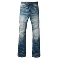 Classic mid-blue flare jeans for men with vintage wash effect and whisker detailing - L/32 / Classic Blue Wash (219)