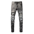 Herren Slim Fit Jeans in Grau gewaschen mit markanten Destroyed-Effekten im Streetstyle - EU 30 / Gewaschenes Dunkelgrau