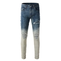 Jean slim pour homme avec dégradé de bleu à blanc et détails déchirés de style rétro - EU 38 / Bleu Clair (1349)