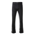 Jean évasé noir pour homme avec panneaux contrastés gris et ourlet brut rétro - Style Micro-Évasé Épissage Noir (9306) / Taille 28