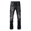 Men's retro streetwear flare jeans in dark grey acid wash with utility cargo pockets - 38 / Bottoms / Graphite