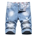 Helle Denim-Shorts für Herren mit Destroyed-Effekten und bequemem geradem Schnitt für den Sommer - S / Hellblau