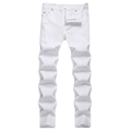 Men's slim fit white denim jeans with stretch straight leg and five-pocket design - EU 38 / White (1183#)