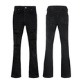Detail of distressed black washed flare jeans featuring ripped fringe and vintage texture - 6362 / EU 28