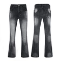 Detail view of washed black flared jeans with silver stud side accents and retro texture - 63626 / EU 28