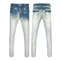 Detail of slim-fit denim jeans featuring gradient wash, whiskers and distressed effects - EU 28 / Blue Gradient Wash Style
