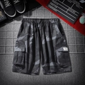 Men's camouflage cargo shorts with large pockets and drawstring waist in grey black - M / Dark Gray Camouflage