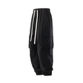 Men's black cargo joggers with elastic waist, white drawstring, and side utility pockets - M / Black