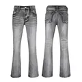 Slim fit flared jeans for men in washed smoke grey finish with micro-flare leg opening - 6365 / EU 38