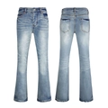 Men's slim fit flared jeans in light blue wash featuring distressed vintage details - 6363 / EU 38