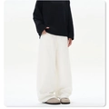 Minimalistische cremeweiße Freizeithose mit weitem Bein und einer lockeren geraden Silhouette - S / Weiß