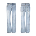 Light blue wash men's flared jeans with embroidered four-point star patterns - 63616 / EU 28