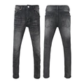 Slim fit dark grey heavy duty men's jeans with washed denim finish and whisker fading - EU 28 / Dark Grey Slim Style