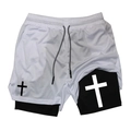 Detail of breathable white mesh layer and black compression lining with cross prints - S / KCGK10 Classic Cross White (Black Lining)