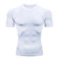 White short sleeve compression fitness t-shirt for men with high elastic dry fit fabric - S / T-Shirts / White
