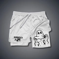 Men's 2-in-1 quick-dry gym shorts in white with elastic waist and dual-layer design - S / Pure White