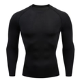 Men's black long sleeve compression shirt, slim fit quick-dry high-stretch sports top - S / Long Sleeve / Black