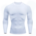 Men's white compression long sleeve shirt in quick-dry fabric for gym and sports fitness - S / Long Sleeve / White